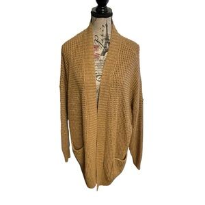 American Eagle Outfitters Tan Waffle Knit Cardigan